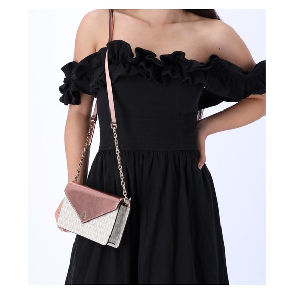 Michael Kors Jet Set Travel Small Signature Clutch Crossbody Vanilla Primrose - Picture 5 of 14